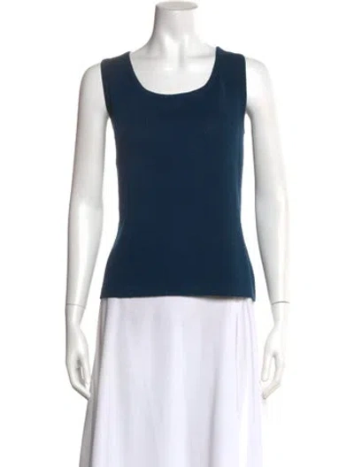 Pre-owned St John Wool Scoop Neck Top W/ Tags In Blue