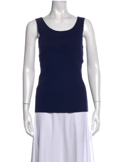 Pre-owned St John Wool Scoop Neck Top W/ Tags In Blue