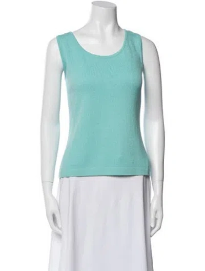 Pre-owned St John Wool Scoop Neck Top W/ Tags In Green