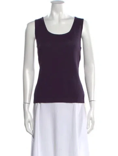 Pre-owned St John Wool Scoop Neck Top W/ Tags In Purple
