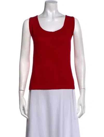 Pre-owned St John Wool Scoop Neck Top W/ Tags In Red