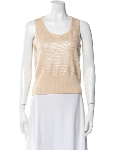 Pre-owned St John Wool Scoop Neck Top In White