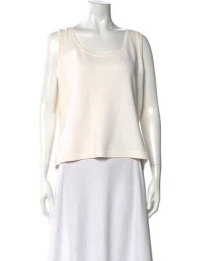 Pre-owned St John Wool Scoop Neck Top In White