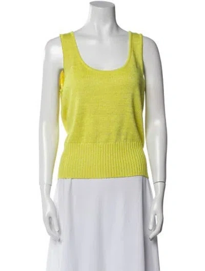 Pre-owned St John Wool Scoop Neck Top In Yellow