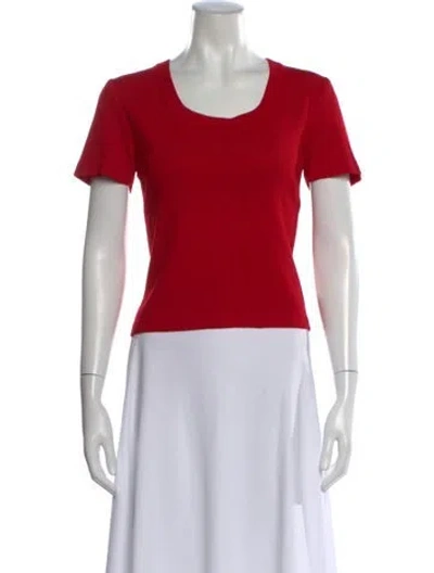 Pre-owned St John Wool Scoop Neck T-shirt In Red