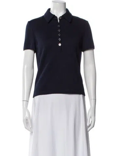 Pre-owned St John Wool Short Sleeve Polo In Blue