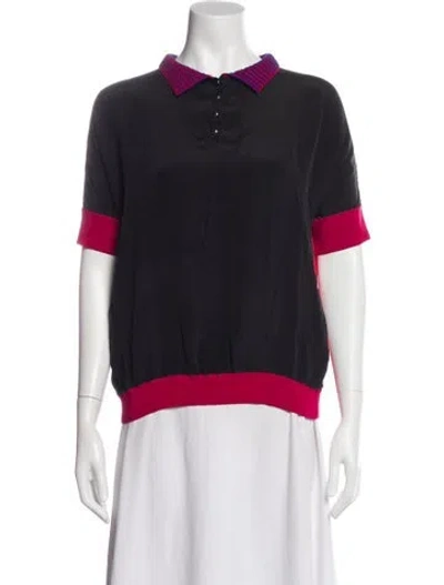 Pre-owned St John Wool Short Sleeve Polo In Blue
