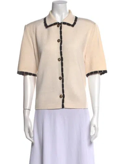 Pre-owned St John Wool Short Sleeve Polo In Neutral