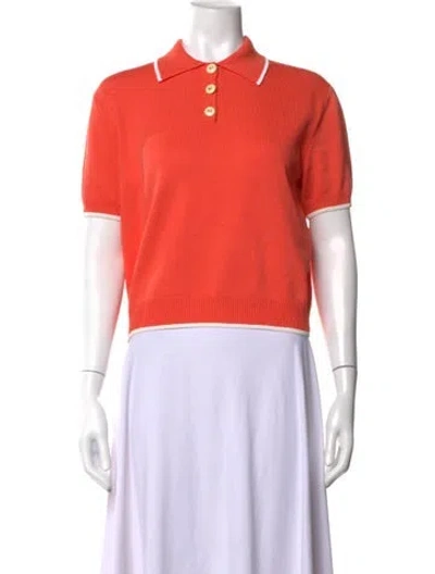 Pre-owned St John Wool Short Sleeve Polo In Orange