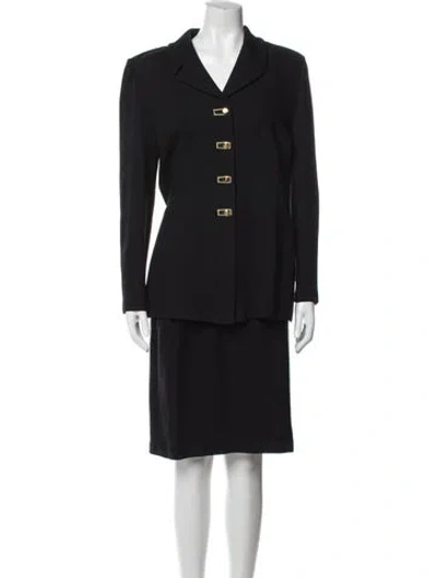 Pre-owned St John Wool Skirt Set In Black