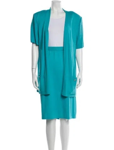 Pre-owned St John Wool Skirt Set In Blue