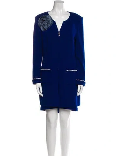 Pre-owned St John Wool Skirt Set In Blue