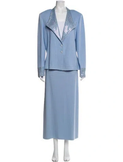 Pre-owned St John Wool Skirt Set In Blue