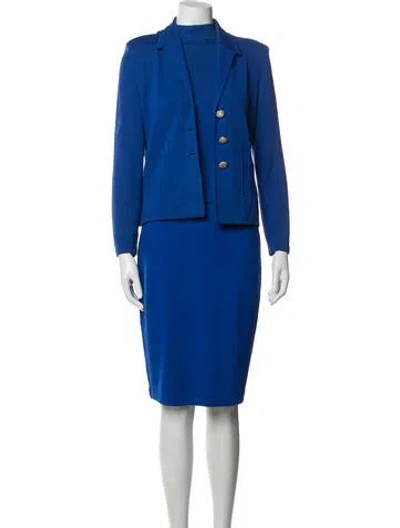 Pre-owned St John Wool Skirt Set In Blue