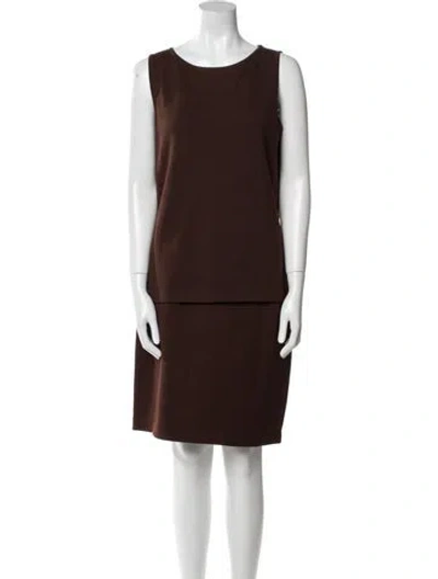 Pre-owned St John Wool Skirt Set In Brown