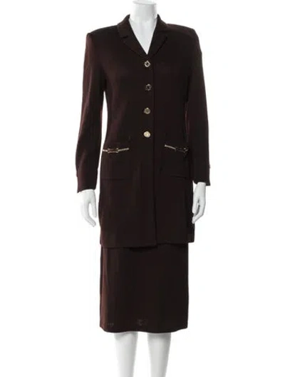 Pre-owned St John Wool Skirt Set In Brown