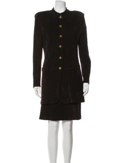 Pre-owned St John Wool Skirt Set In Brown