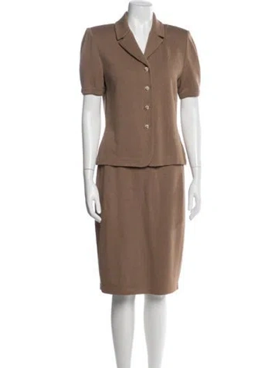 Pre-owned St John Wool Skirt Set In Brown