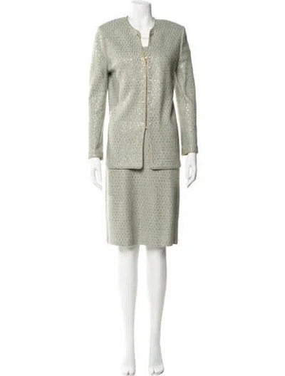 Pre-owned St John Wool Skirt Set In Green