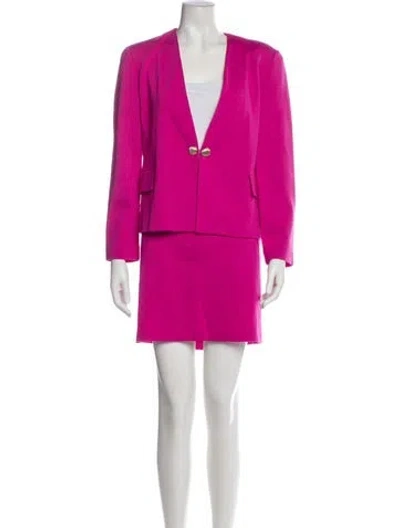 Pre-owned St John Wool Skirt Set In Pink