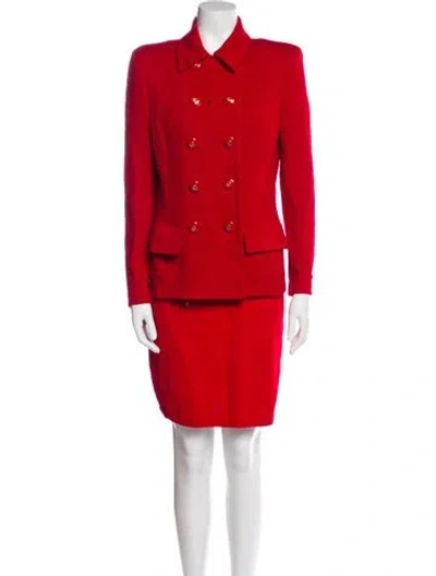 Pre-owned St John Wool Skirt Set In Red