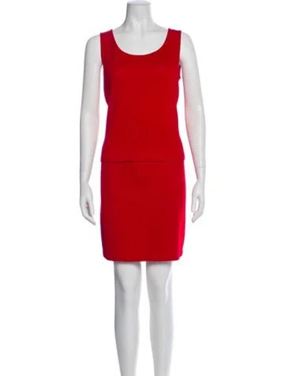 Pre-owned St John Wool Skirt Set In Red