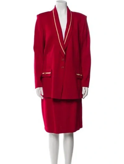 Pre-owned St John Wool Skirt Set In Red