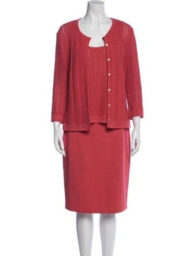 Pre-owned St John Wool Skirt Set In Red