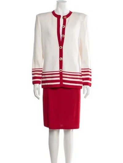 Pre-owned St John Wool Skirt Set In Red