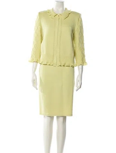 Pre-owned St John Wool Skirt Set In Yellow