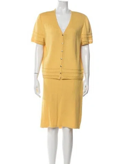 Pre-owned St John Wool Skirt Set In Yellow