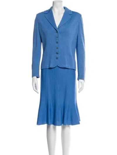 Pre-owned St John Wool Skirt Suit In Blue
