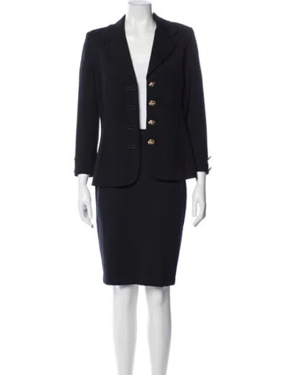 Pre-owned St John Wool Skirt Suit In Blue