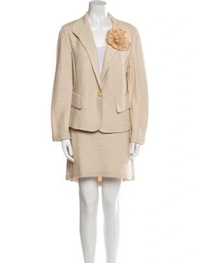 Pre-owned St John Wool Skirt Suit In Neutral