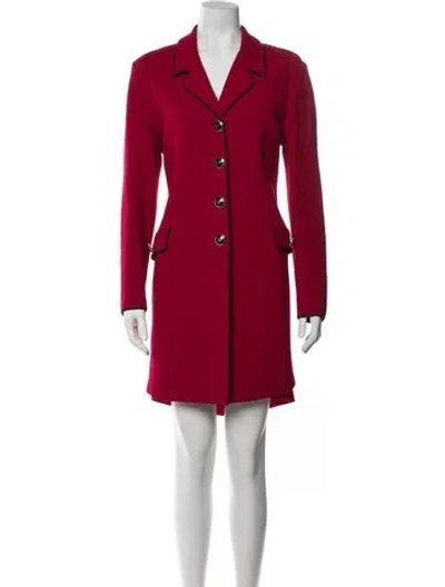 Pre-owned St John Wool Skirt Suit In Red