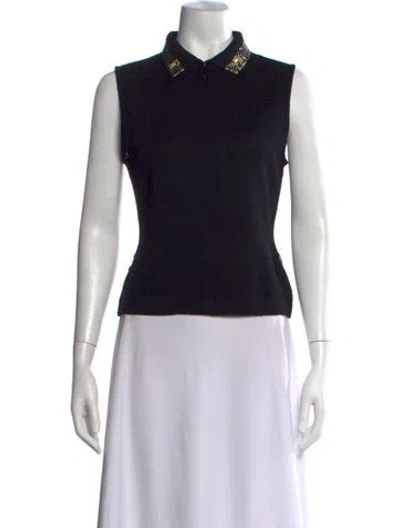 Pre-owned St John Wool Sleeveless Top In Blue