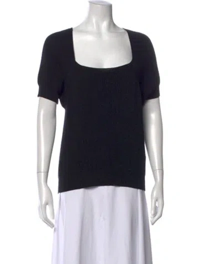 Pre-owned St John Wool Square Neckline Sweater In Black