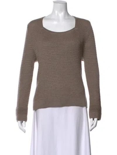Pre-owned St John Wool Square Neckline Sweater In Neutral