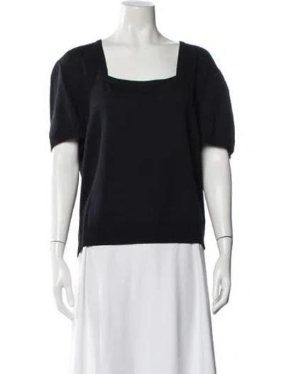 Pre-owned St John Wool Square Neckline Sweater W/ Tags In Blue
