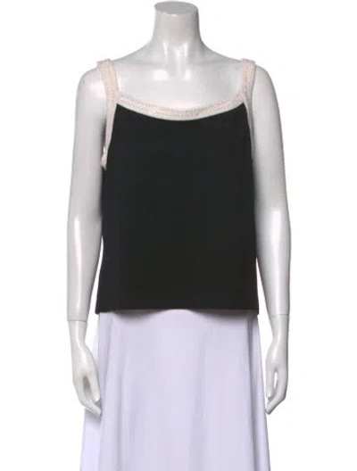 Pre-owned St John Wool Square Neckline Top In Black