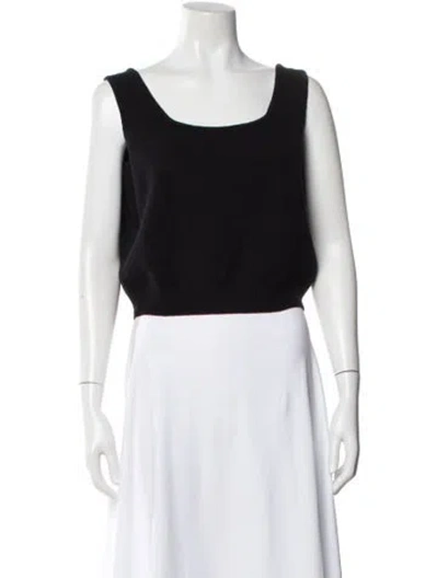 Pre-owned St John Wool Square Neckline Top In Blue