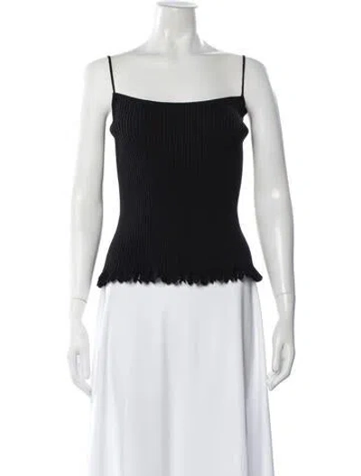 Pre-owned St John Wool Square Neckline Top In Blue