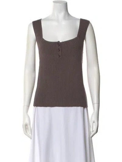 Pre-owned St John Wool Square Neckline Top In Neutral