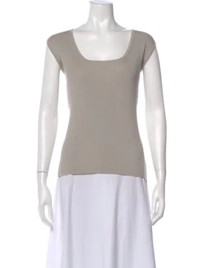 Pre-owned St John Wool Square Neckline Top In Neutral