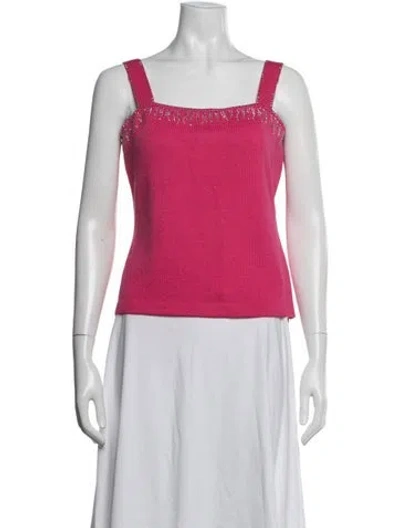 Pre-owned St John Wool Square Neckline Top In Pink
