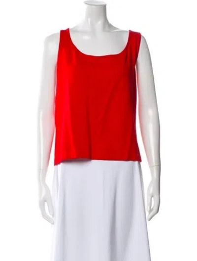 Pre-owned St John Wool Square Neckline Top In Red