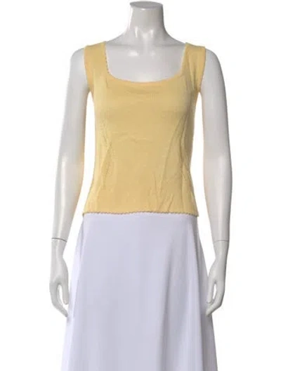 Pre-owned St John Wool Square Neckline Top In Yellow