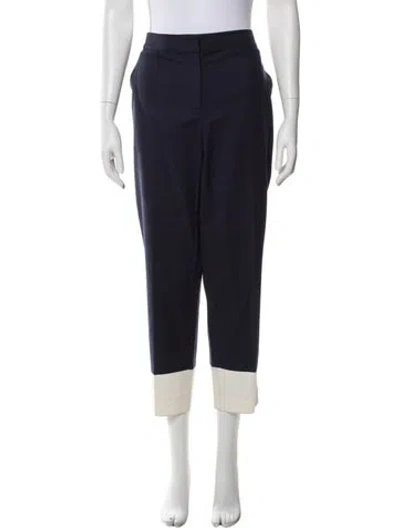 Pre-owned St John Wool Straight Leg Pants In Blue