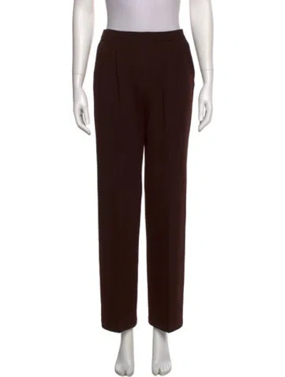 Pre-owned St John Wool Straight Leg Pants In Brown