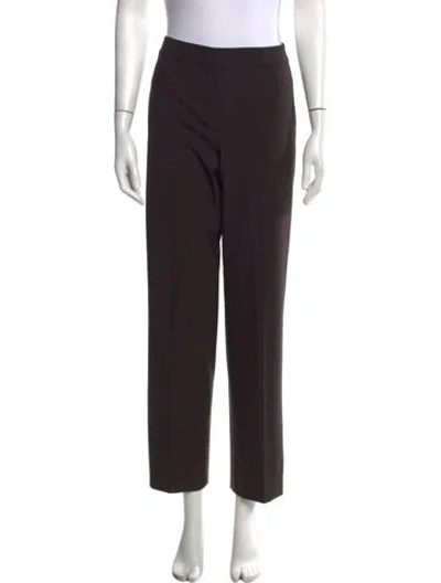 Pre-owned St John Wool Straight Leg Pants In Brown
